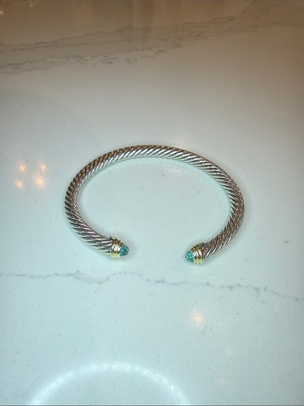 David Yurman Classic Cable Bracelet, Blue Topaz 5mm